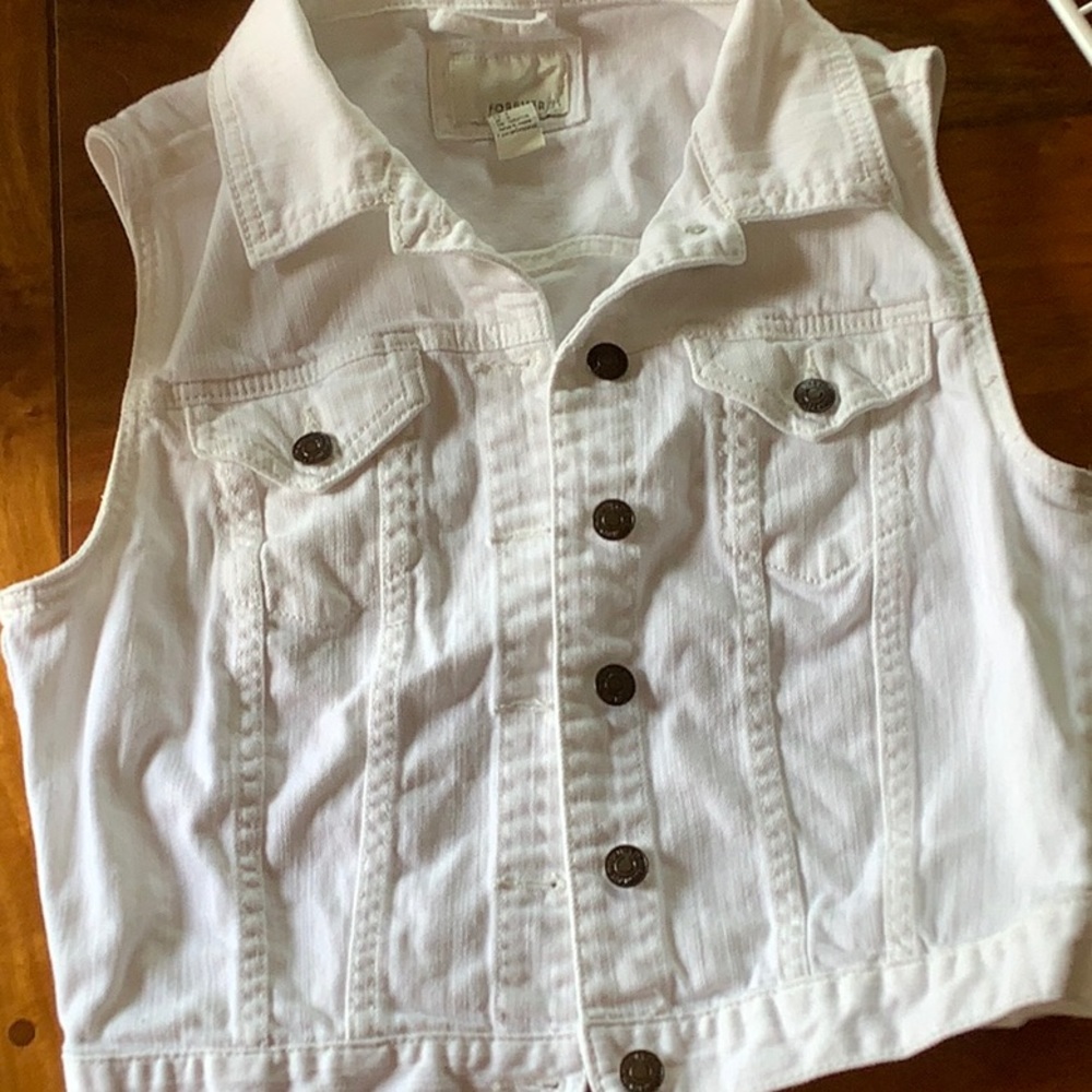 WHITE DENIM VEST - New, small